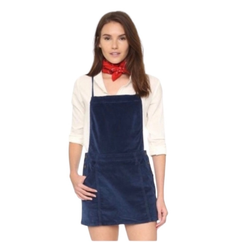 Free People Velvet Navy Overall Mini Dress